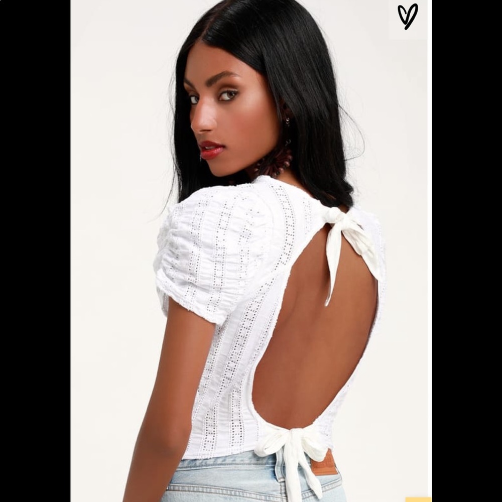 NWT Free People Star Struck Ivory Tie-Back Tee